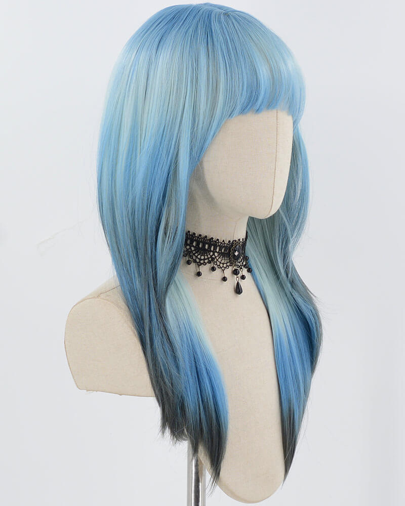 Blue Ombre Black Synthetic Wig HW624
