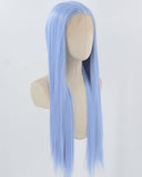 Blue Long Straight Synthetic Lace Front Wig WW849