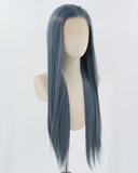 Blue Long Straight Synthetic Lace Front Wig WW874