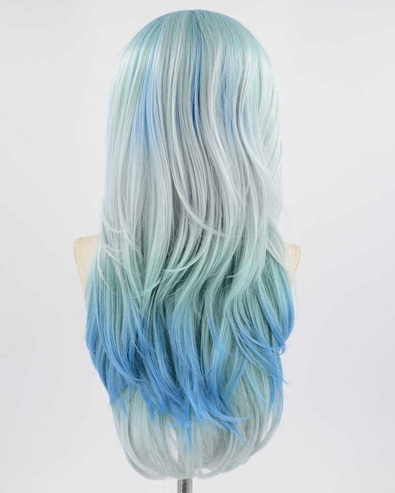 Blue Ombre Grey Wavy Synthetic Lace Front Wig WW623