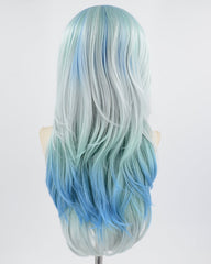 Blue Ombre Grey Wavy Synthetic Lace Front Wig WW623