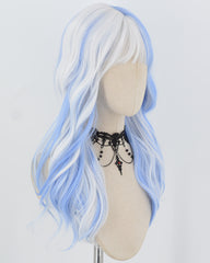 Blue White Curly Synthetic Wig HW845