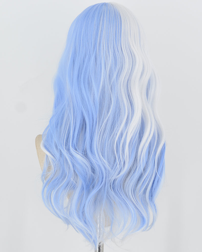 Blue White Curly Synthetic Wig HW845