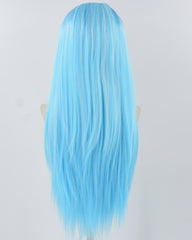 Ombre Blue Long Straight Synthetic Lace Front Wig WW833