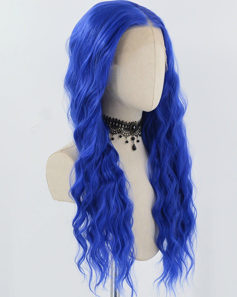 Blue Curly Synthetic Lace Front Wig WW887