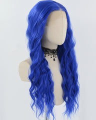Blue Curly Synthetic Lace Front Wig WW887
