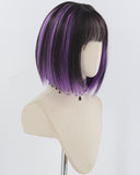 Black Purple Short Bob Synthetic Wig HW720