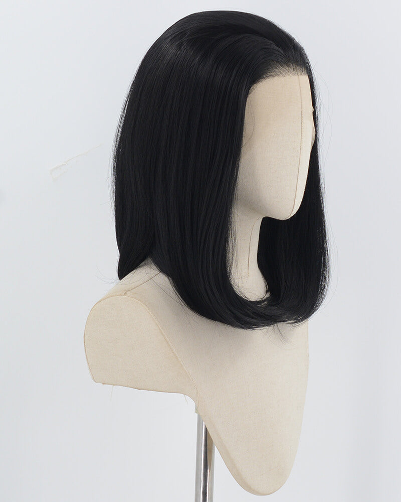 Short Black Synthetic Lace Front Wigs WT015