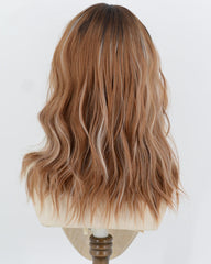 Ombre Brown Highlight Blonde Curly Synthetic Wig HW856