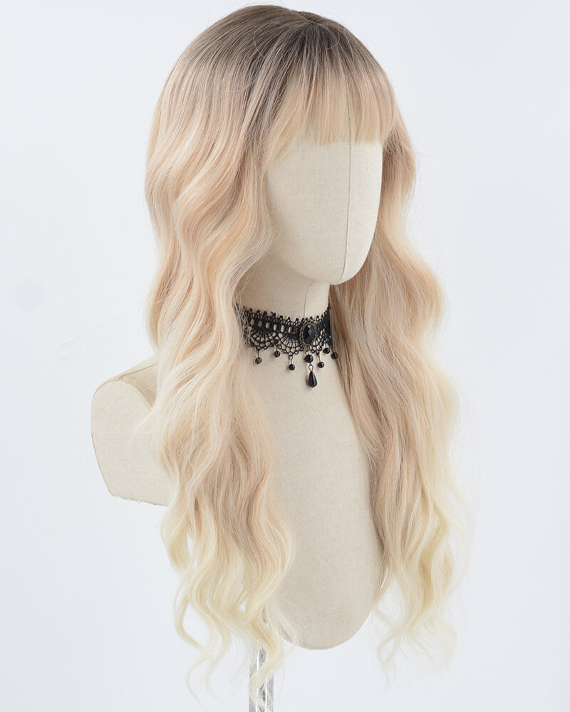 Brown Ombre Blonde Curly Synthetic Wig HW511