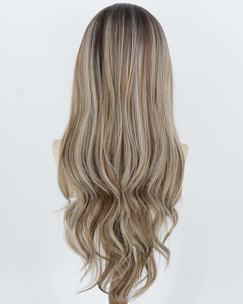 Ombre Brown Highlights Blonde Synthetic Lace Front Wig WW1068