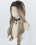 Ombre Brown Highlights Blonde Synthetic Lace Front Wig WW1068