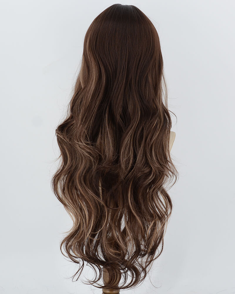 Long Brown Highlights Blonde Synthetic Wig HW837