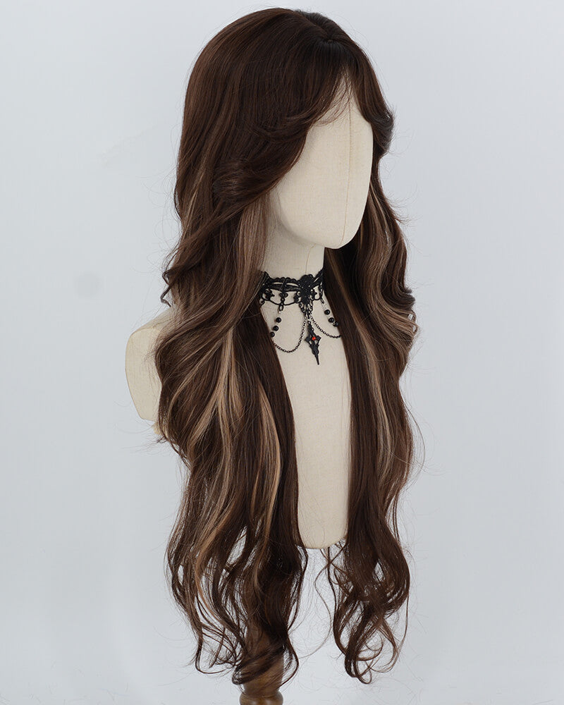 Long Brown Highlights Blonde Synthetic Wig HW837
