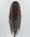 34Inch Long Brown Blonde Curly Synthetic Wig HW732