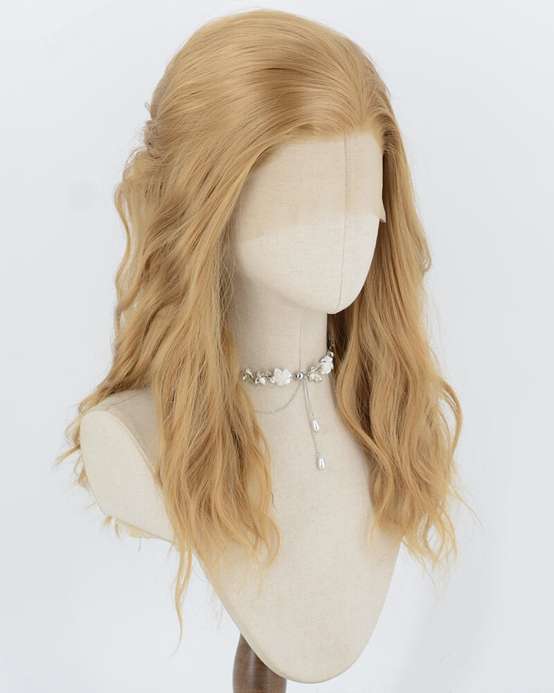 Golden Blonde Curly Synthetic Lace Front Wig WW1079