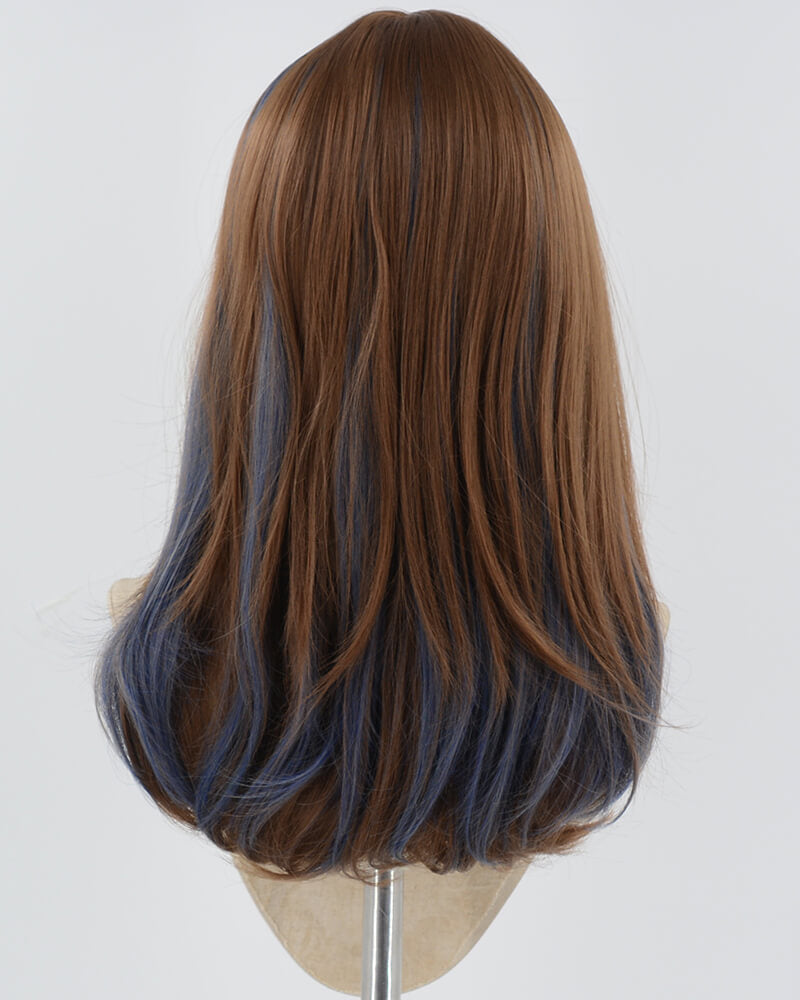 Brown Mixed Blue Synthetic Wig HW538
