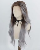 Brown Ombre Grey Blue Synthetic Lace Front Wig WW1064