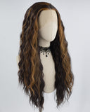 Brown Black Curly Synthetic Lace Front Wig WW654