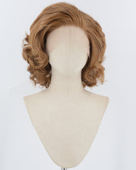 Short Wavy Brown Synthetic Lace Front Wig WW934