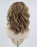 Ombre Blonde Brown Short Curly Synthetic Lace Front Wig WW604