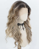 Ombre Brown Highlights Blonde Synthetic Lace Front Wig WW1071
