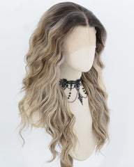 Ombre Brown Highlights Blonde Synthetic Lace Front Wig WW1071