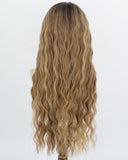 Black Ombre Brown Long Curly Synthetic Lace Front Wig WW1069