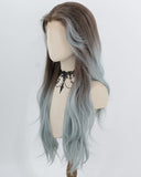 Brown Ombre Grey Green Synthetic Lace Front Wig WW1065