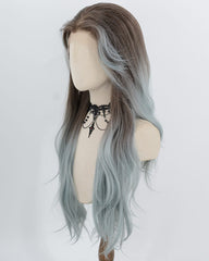 Brown Ombre Grey Green Synthetic Lace Front Wig WW1065