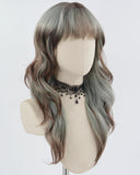 Brown Ombre Green Wavy Synthetic Wig HW544