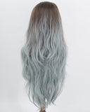 Brown Ombre Grey Green Synthetic Lace Front Wig WW1065