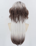 White Grey Ombre Brown Synthetic Wig HW699