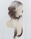 White Grey Ombre Brown Synthetic Wig HW699