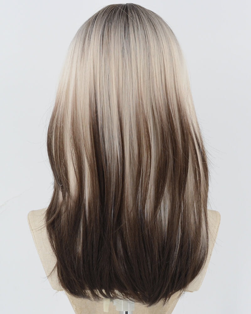 Brown Ombre Grey Blonde Synthetic Wig HW591