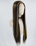 Blonde Highlights Black Straight Synthetic Lace Front Wig WW583