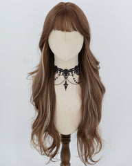 Brown Highlights Blonde Long Wavy Synthetic Wig HW850