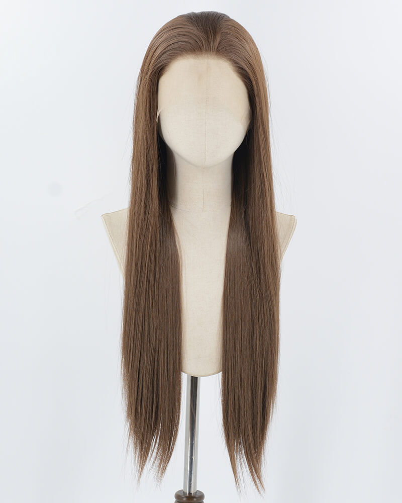 Brown Long Straight Synthetic Lace Front Wig WW952