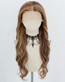 Brown Highlights Wavy Synthetic Lace Front Wig WW1060