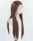 Brown Long Straight Synthetic Lace Front Wig WW973