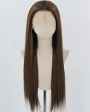 Brown Straight Long Synthetic Lace Front Wig WW352