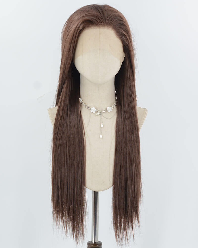 Brown Long Straight Synthetic Lace Front Wig WW973