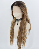 Black Ombre Brown Long Curly Synthetic Lace Front Wig WW1069