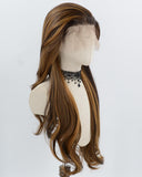 Brown Skunk Stripe Long Synthetic Lace Front Wig WW1005