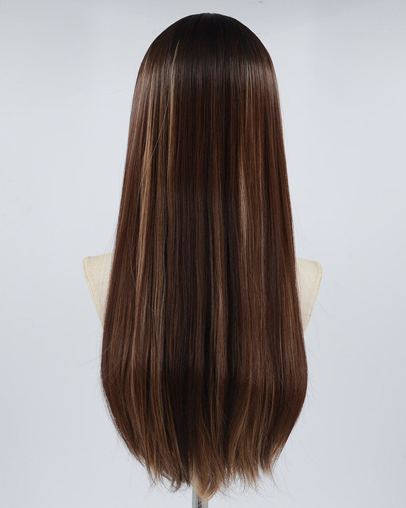 Brown Long Straight Synthetic Wig HW285