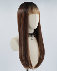 Brown Long Straight Synthetic Wig HW285