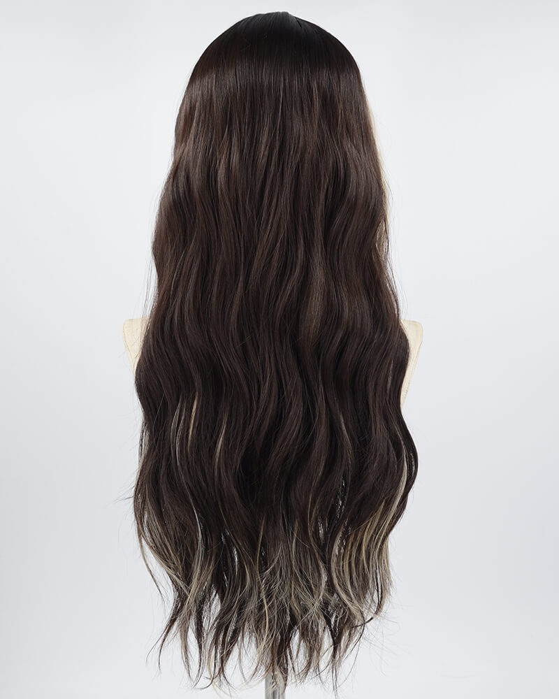 Blonde Brown Long Wavy Synthetic Wig HW297