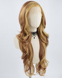 Brown Skunk Stripe Long Wavy Synthetic Lace Front Wig WT234