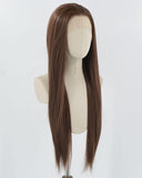 Brown Long Straight Synthetic Lace Front Wig WW870