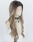 Ombre Brown Highlights Blonde Synthetic Lace Front Wig WW1068
